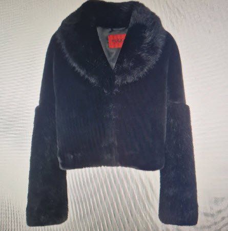 HUGO BOSS Damenjacke schwarz Felloptik Fristina Größe L Neu