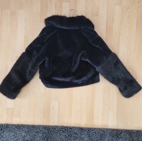 HUGO BOSS Damenjacke schwarz Felloptik Fristina Größe L Neu