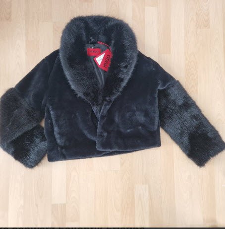 HUGO BOSS Damenjacke schwarz Felloptik Fristina Größe L Neu