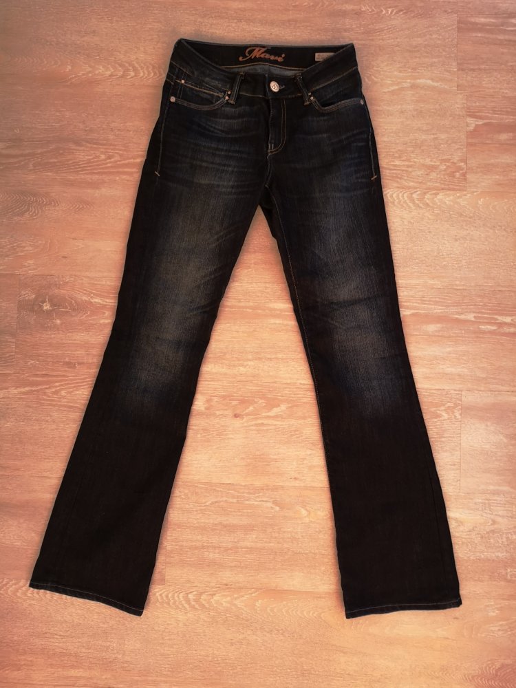 Dunkelblaue Bootcut-Jeans BELLA Mid-Rise