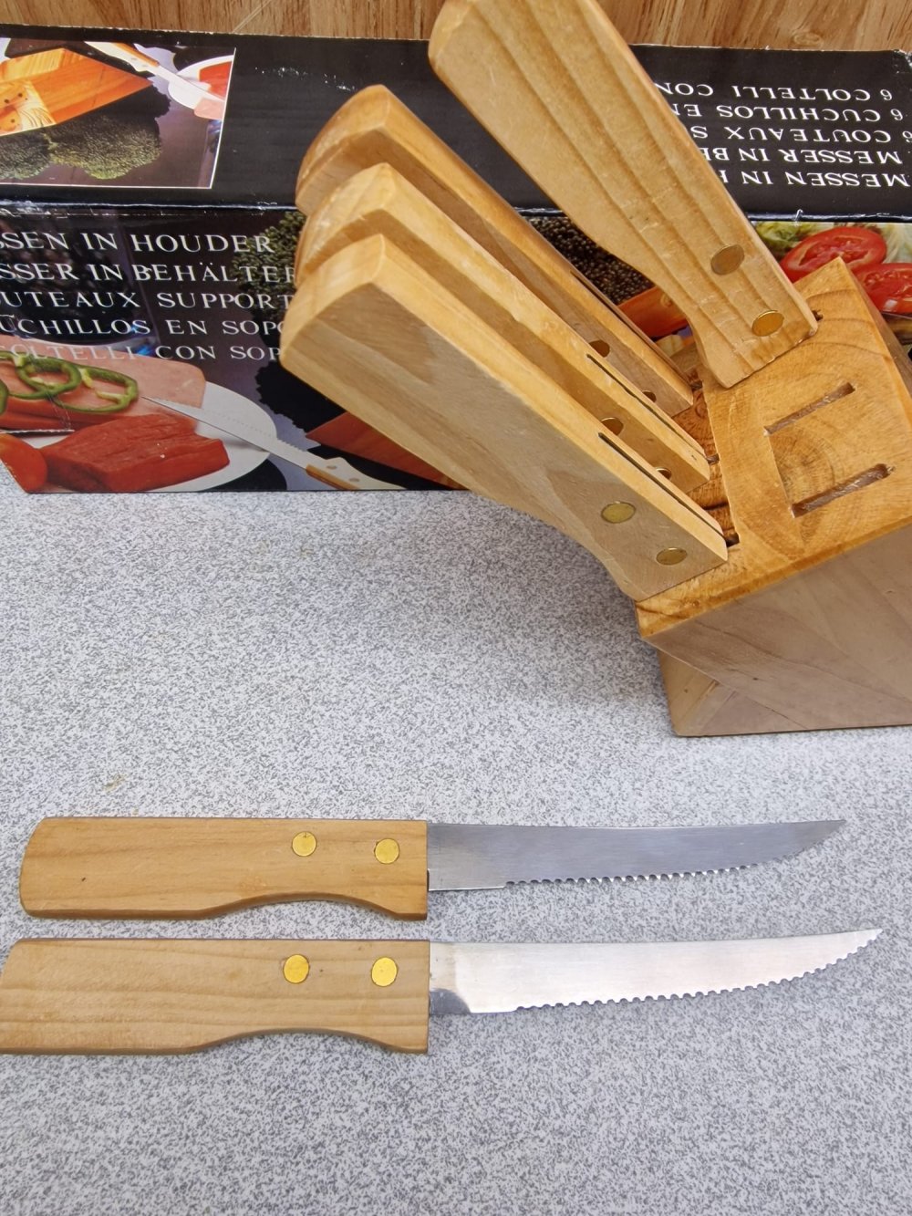 Holz Messerblock mit 6 Messer