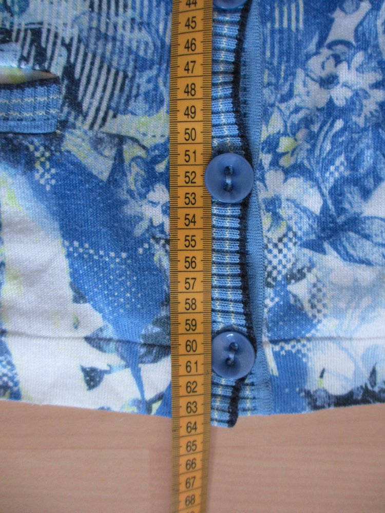 Di Strick Strickjacke / Jacke, Made in Germany, blau weiß grün -  Gr. 40 / L