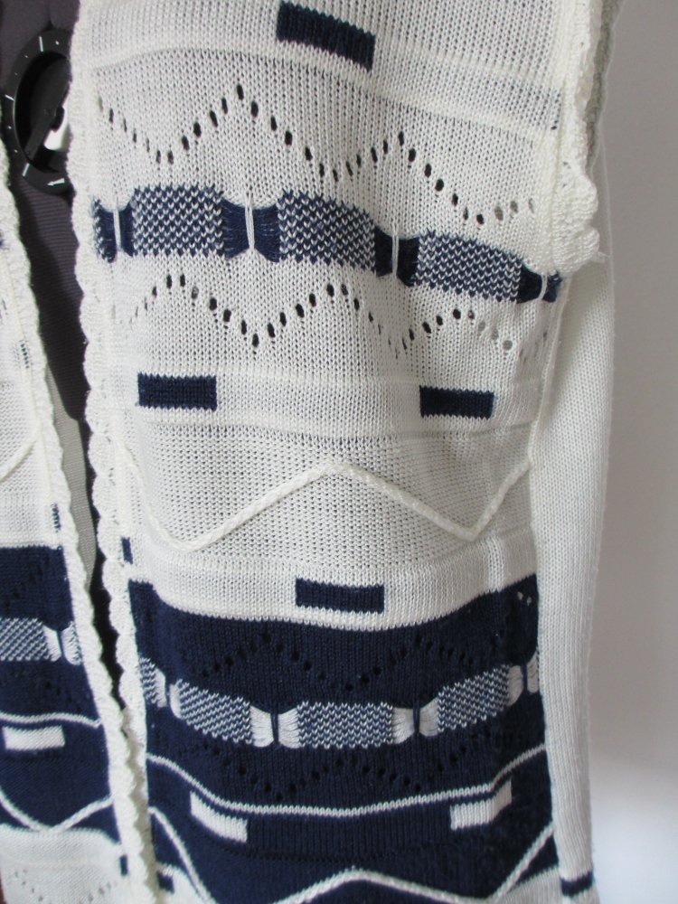 Vintage - Handmade Weste, Blau Weiß - Gr. 40 / L