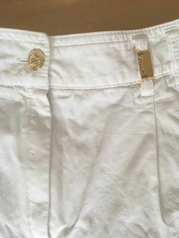 Zerres Design Hose / Sommerhose, weiß gold, 100 % Baumwolle - Gr. 40 / L