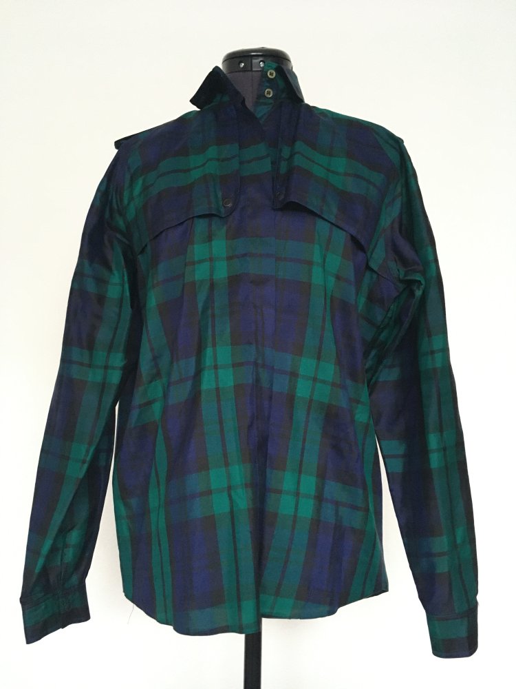 Vintage - Hemd / Hemdbluse kariert, grün blau Gr. 38 / M