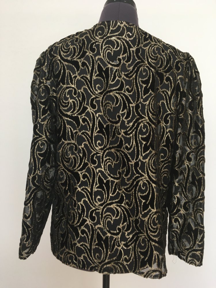 NEU - leichte Jacke aus durchsichtigem Stoff, schwarz gold - Gr. L / 40