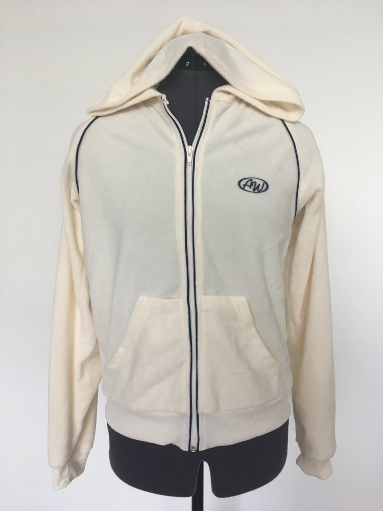 Cremefarbene Kapuzenjacke mit Reißverschluss, schwarz creme - M / 38
