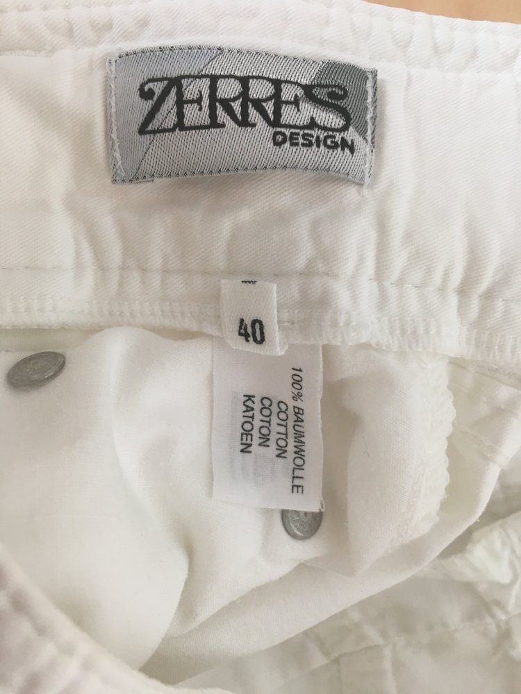 Zerres Design Hose / Sommerhose, weiß gold, 100 % Baumwolle - Gr. 40 / L