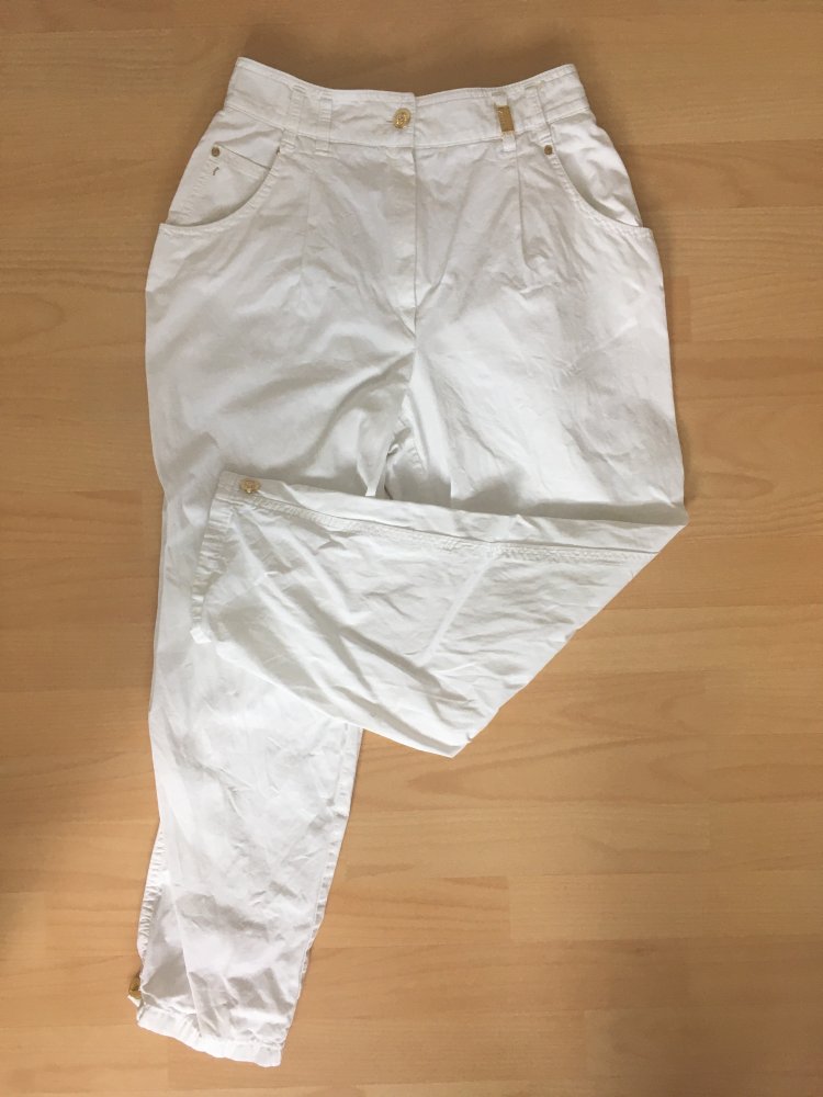 Zerres Design Hose / Sommerhose, weiß gold, 100 % Baumwolle - Gr. 40 / L