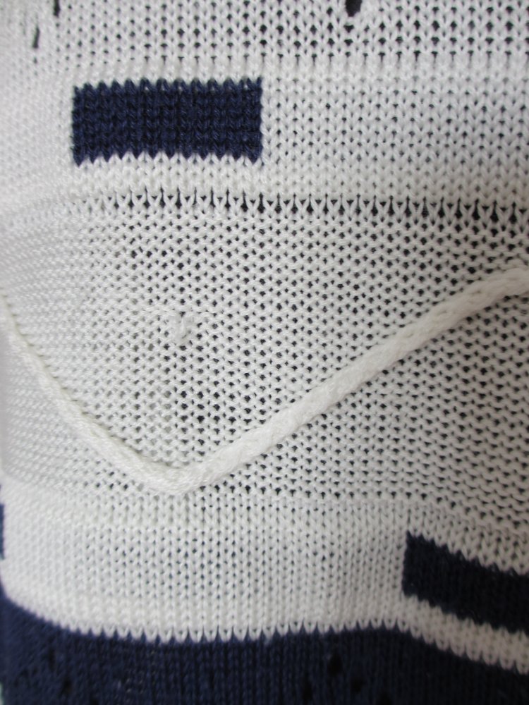 Vintage - Handmade Strickpullover, Blau Weiß - Gr. 40 / L