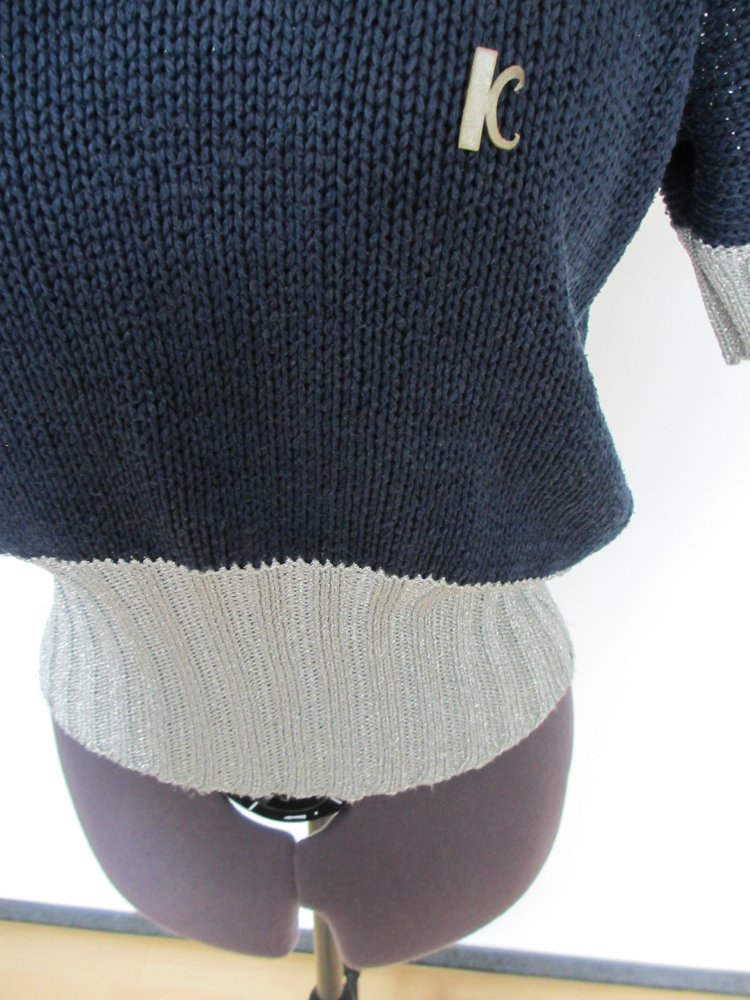 Vintage - Kriziamaglia Strickpullover / Pullover, Silber Blau,  seide - Gr. 38 / M - 40 / L