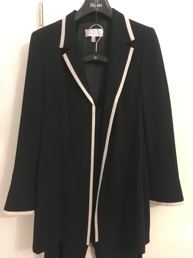 NEU - Elégance Hosenanzug / Hose + Blazer / Jacke, blau dunkelblau weiß - Gr. 40 / L