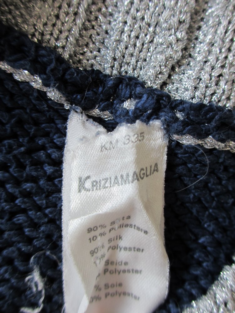 Vintage - Kriziamaglia Strickpullover / Pullover, Silber Blau,  seide - Gr. 38 / M - 40 / L