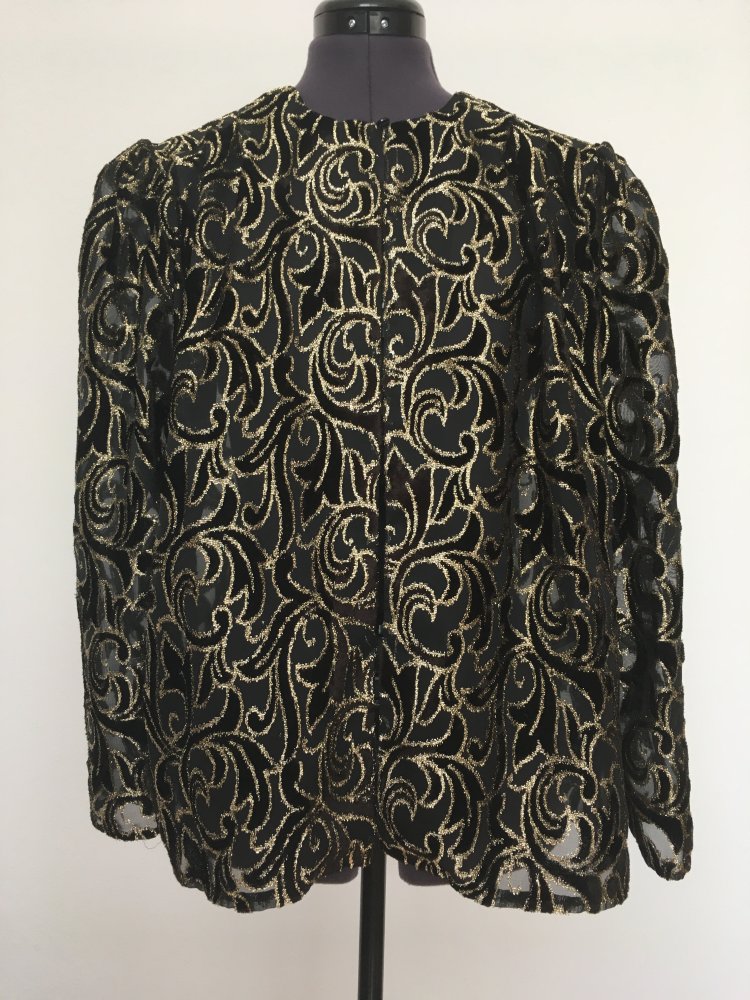 NEU - leichte Jacke aus durchsichtigem Stoff, schwarz gold - Gr. L / 40