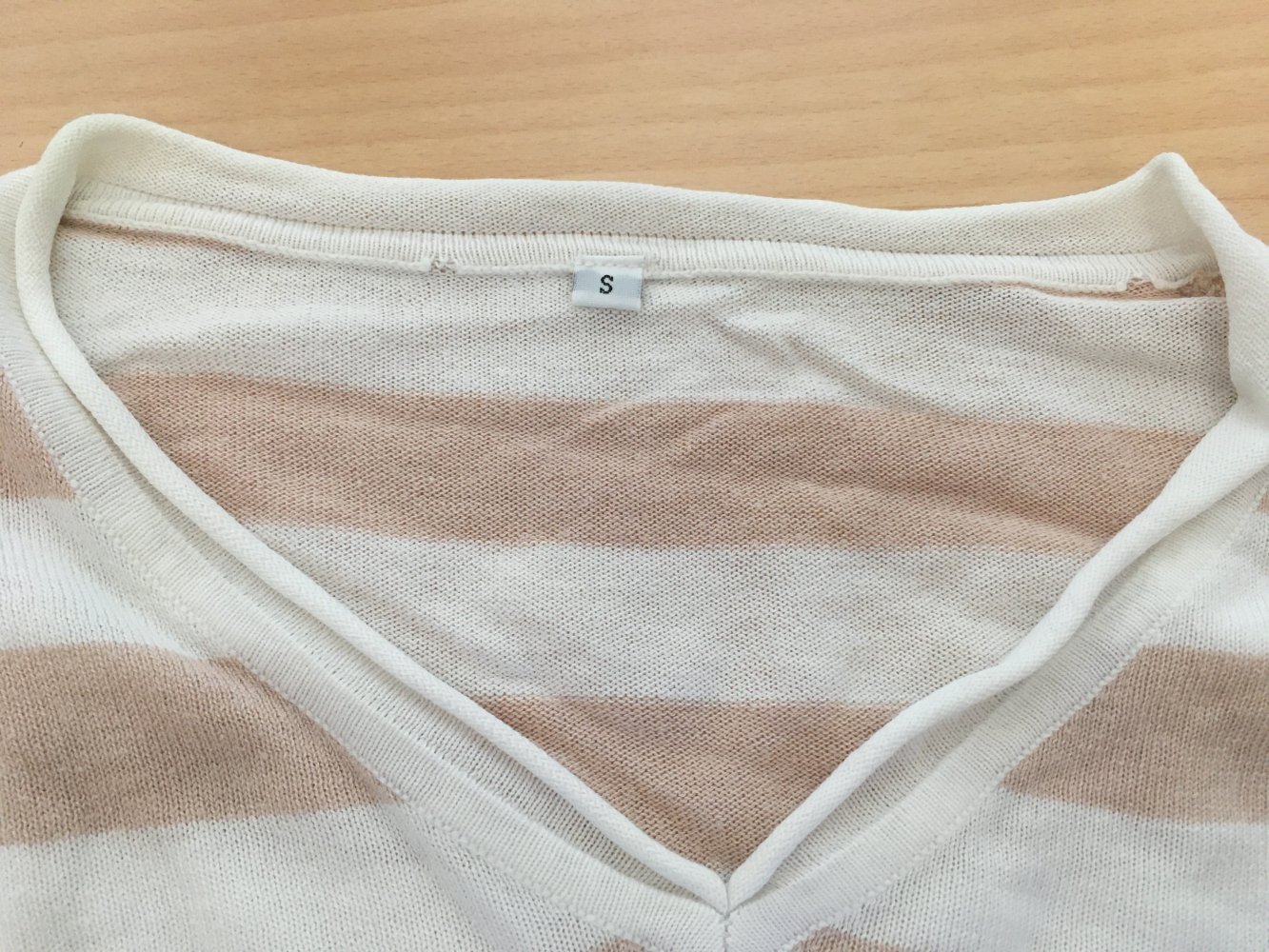 Leichter Pullover / Strickpullover, gestreift, strick, weiß creme beige - Gr. S / 36