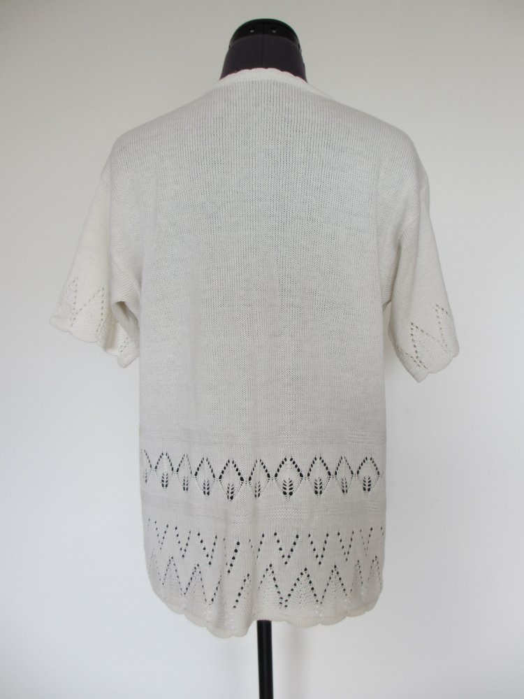 Vintage / Handmade Strickshirt mit Applikation, Gr. 40, Beige, Creme