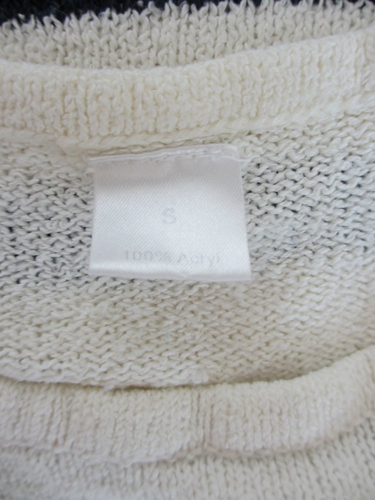 Vintage - Pullover mit angenähter Jacke in Creme-Blau, Gr. S / 36