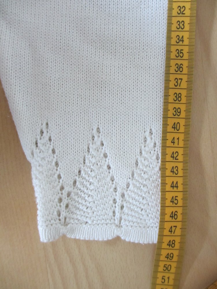 Vintage / Handmade Strickjacke mit Applikation, Gr. 40 / L, Beige, Creme