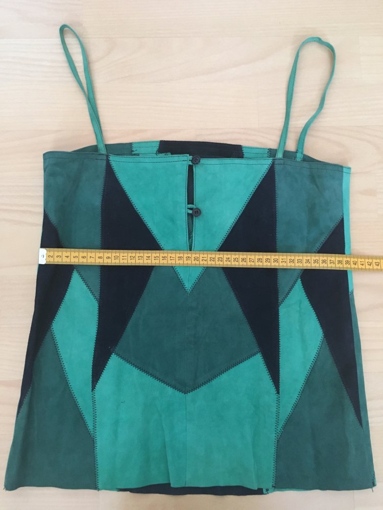 Vintage Top / Trägertop - 100 % Leder, grün - Gr. S / 36, M / 38