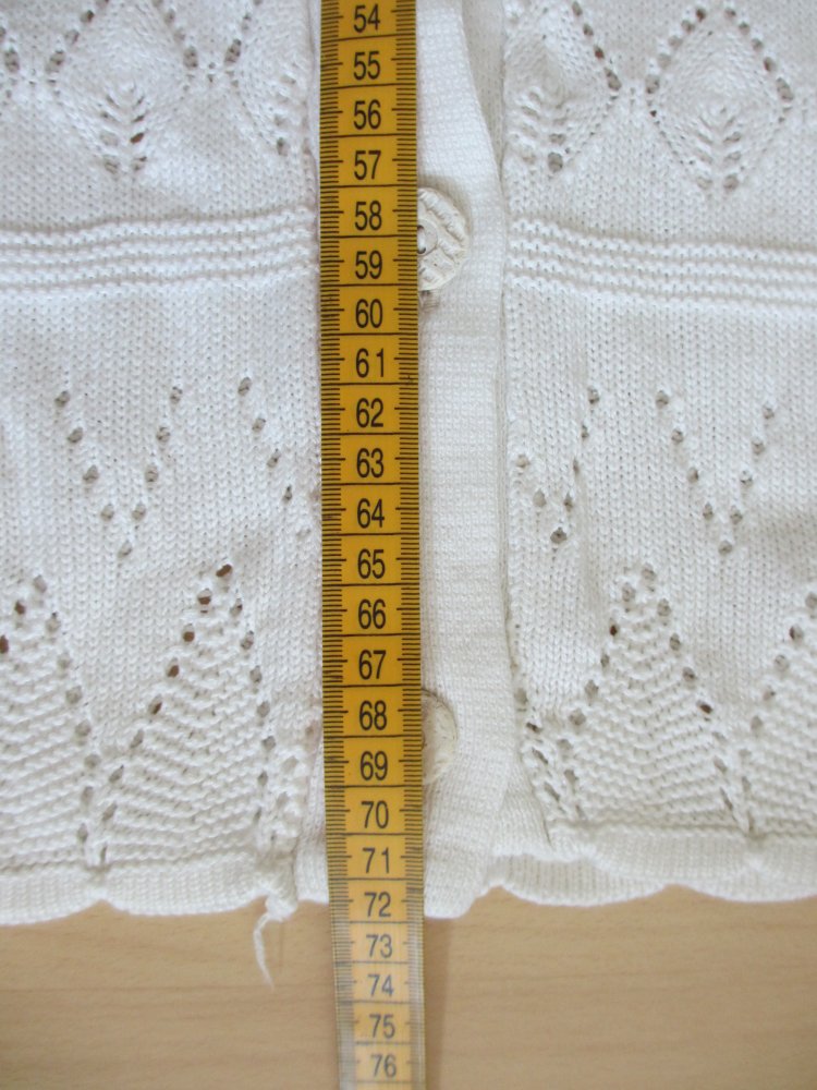 Vintage / Handmade Strickjacke mit Applikation, Gr. 40 / L, Beige, Creme