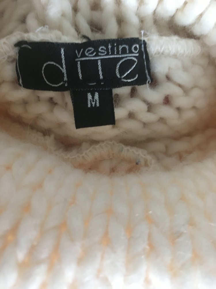 Gemütlicher Strick Pullover mit Rollkragen, weiß creme - Gr. M / 38