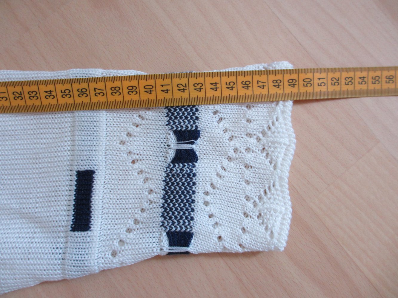 Vintage - Handmade Strickpullover, Blau Weiß - Gr. 40 / L