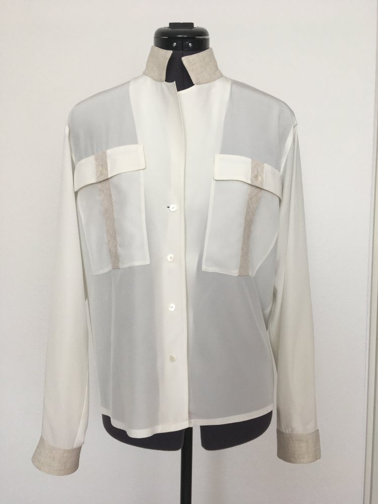NEU - Louis Feraud Hemd / Hemdbluse, weiß creme beige - Gr. S / 36