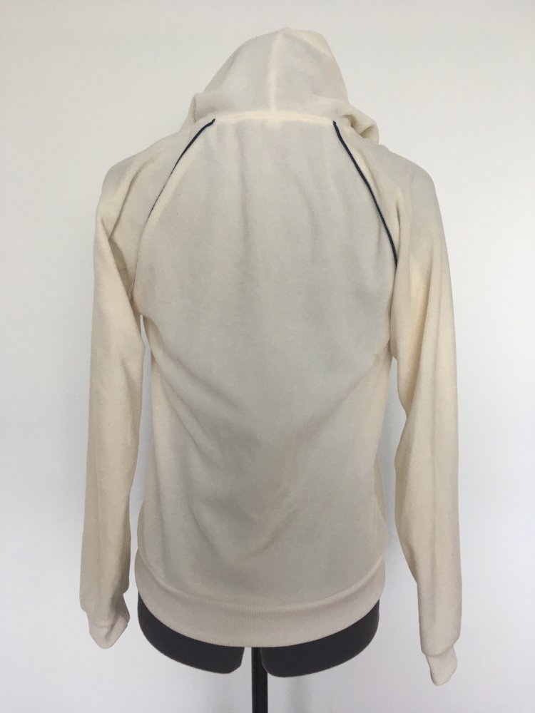 Cremefarbene Kapuzenjacke mit Reißverschluss, schwarz creme - M / 38