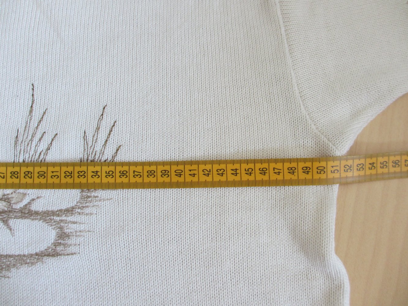 Vintage / Handmade Strickshirt mit Applikation, Gr. 40, Beige, Creme