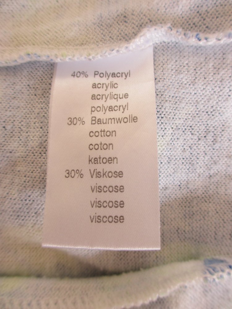 Di Strick Strickjacke / Jacke, Made in Germany, blau weiß grün -  Gr. 40 / L