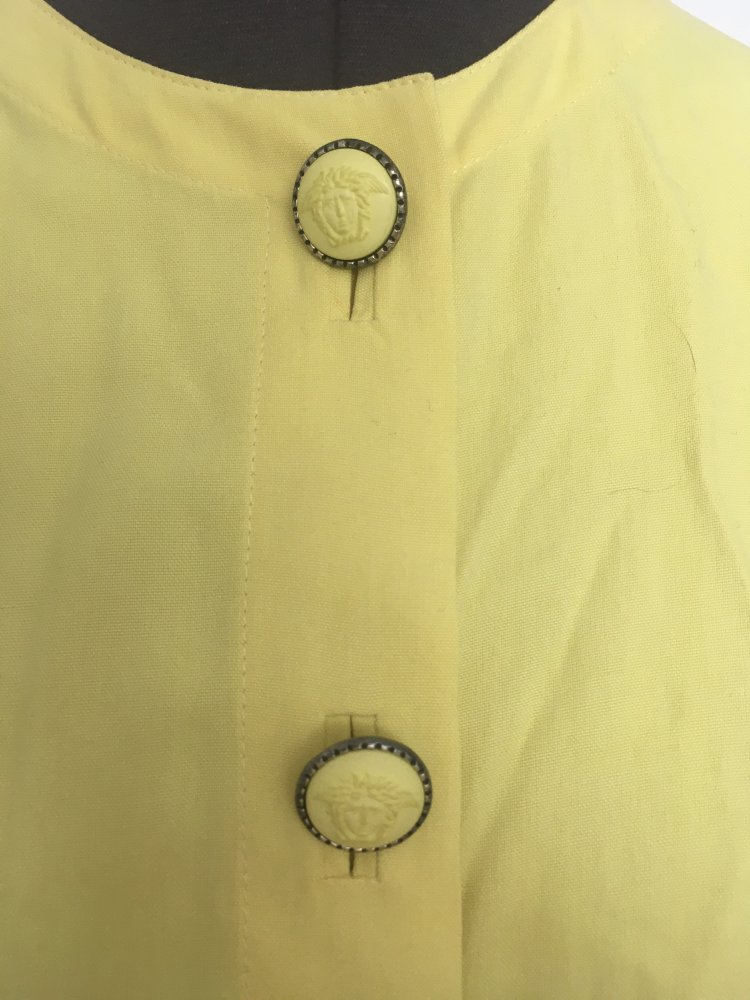 Gianni Versace Bluse / Top mit Knöpfen, gelb - Gr. L / 40