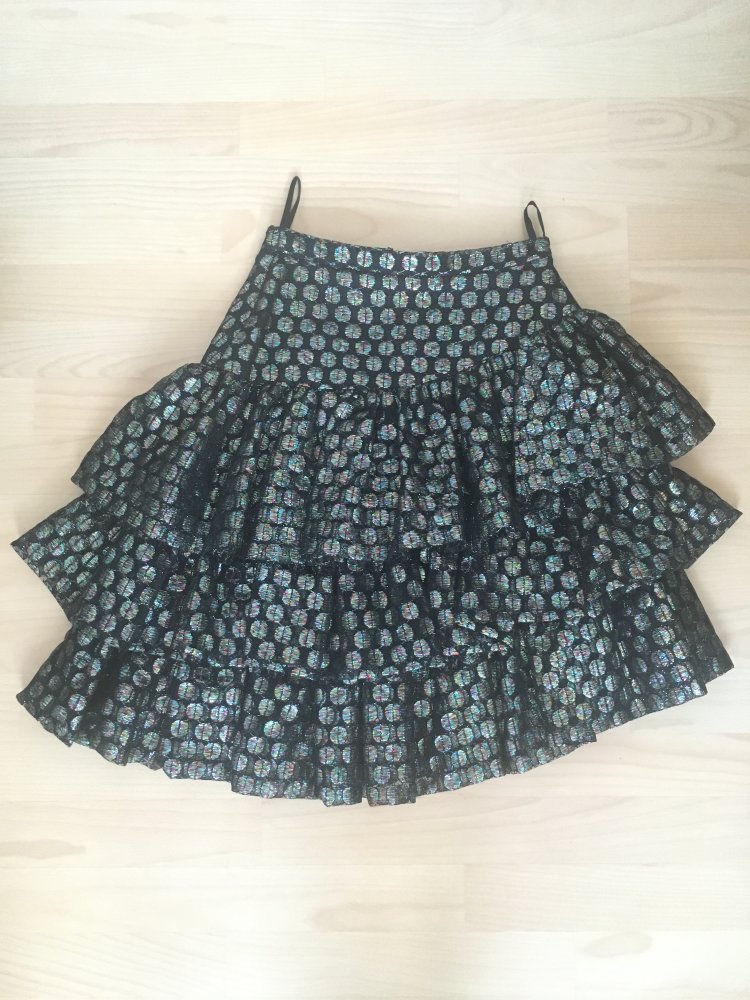 Vintage - Maria Theresia Spieker Rock, schwarz glitzer bunt - Gr. M / 38