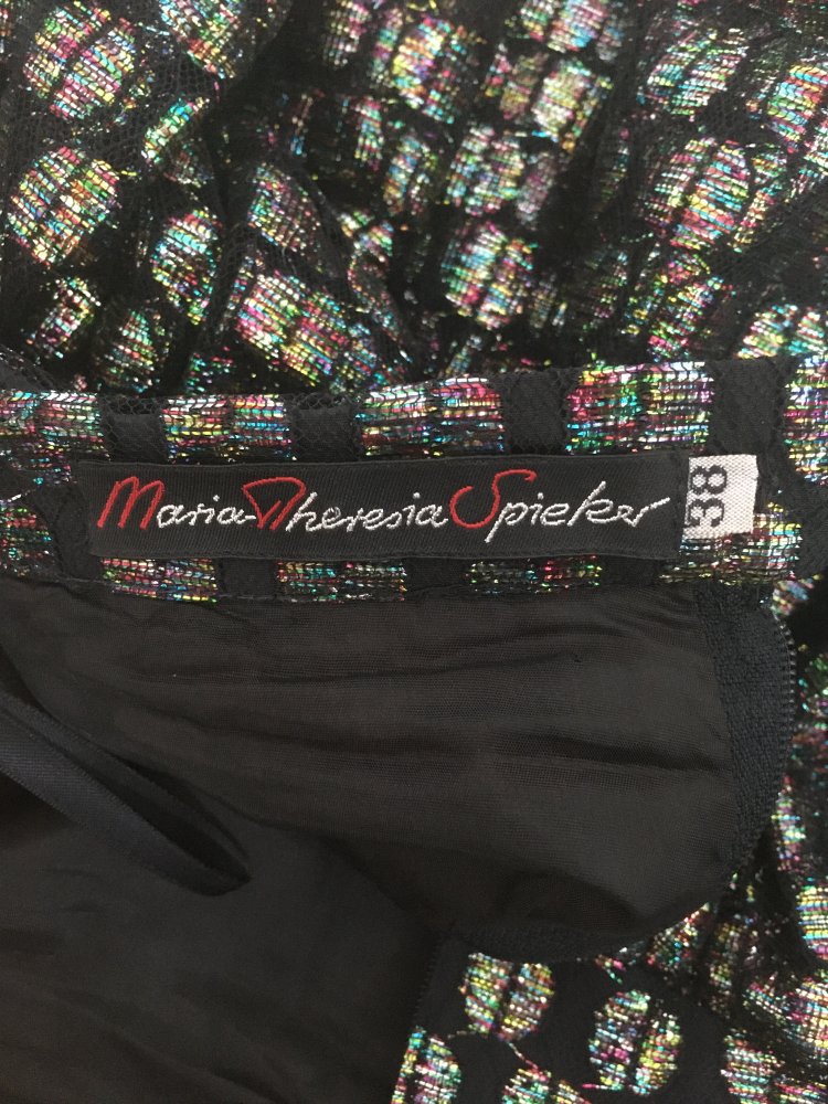 Vintage - Maria Theresia Spieker Rock, schwarz glitzer bunt - Gr. M / 38