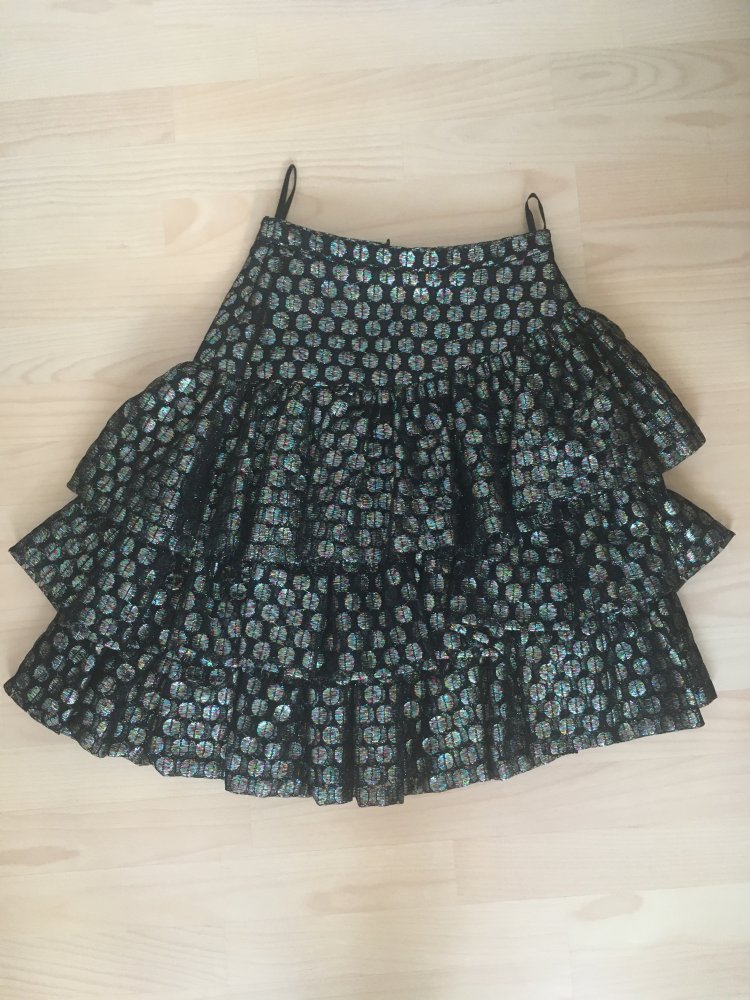 Vintage - Maria Theresia Spieker Rock, schwarz glitzer bunt - Gr. M / 38