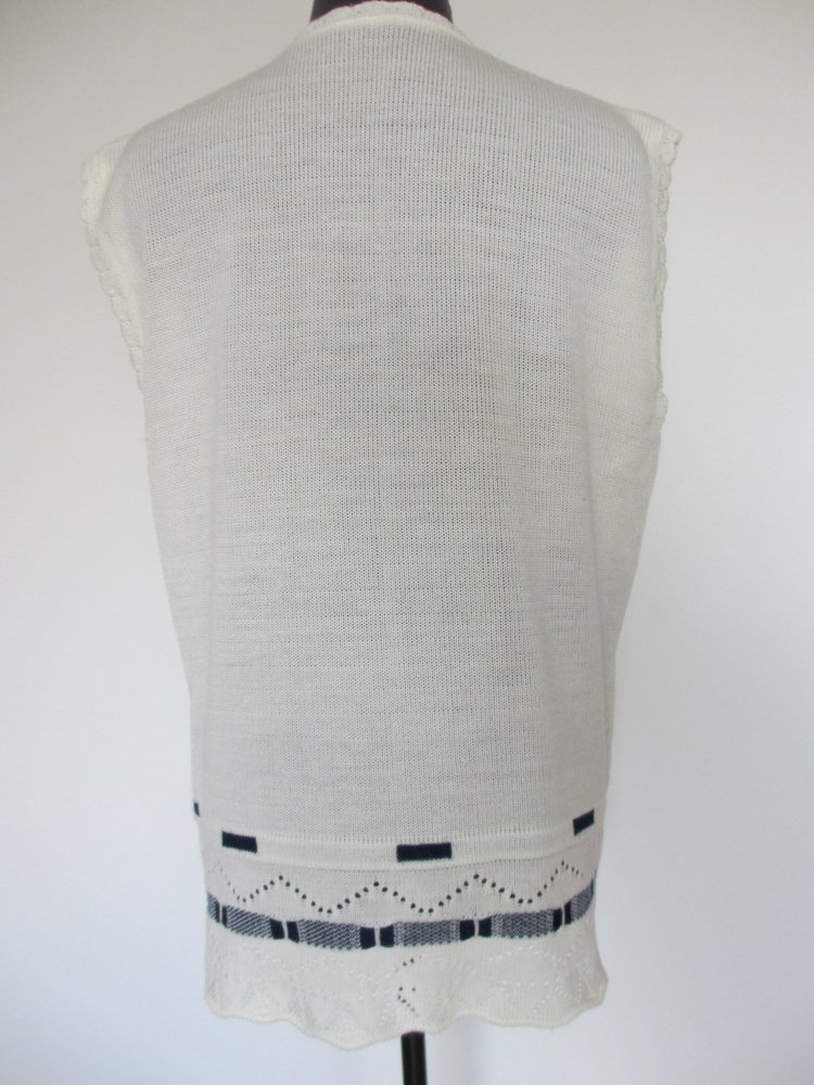 Vintage - Handmade Weste, Blau Weiß - Gr. 40 / L