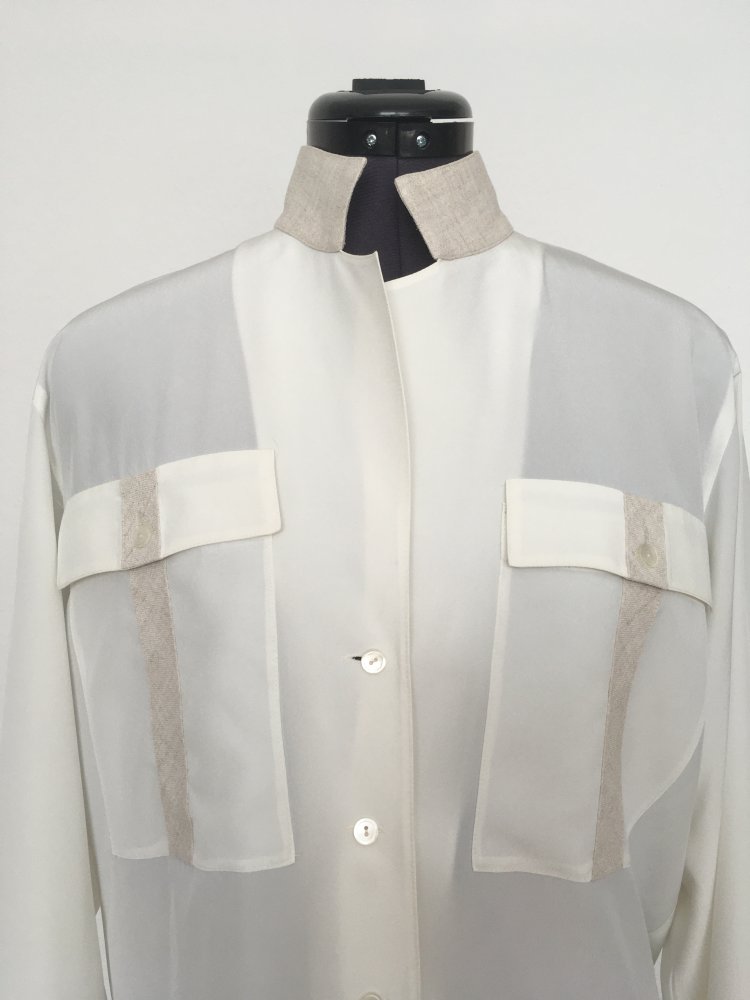 NEU - Louis Feraud Hemd / Hemdbluse, weiß creme beige - Gr. S / 36