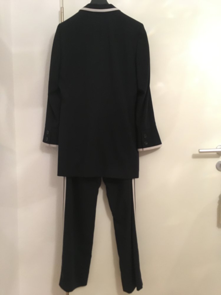 NEU - Elégance Hosenanzug / Hose + Blazer / Jacke, blau dunkelblau weiß - Gr. 40 / L