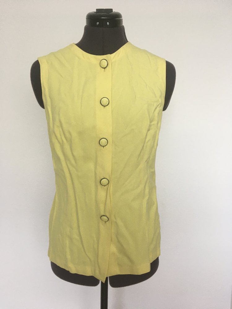 Gianni Versace Bluse / Top mit Knöpfen, gelb - Gr. L / 40