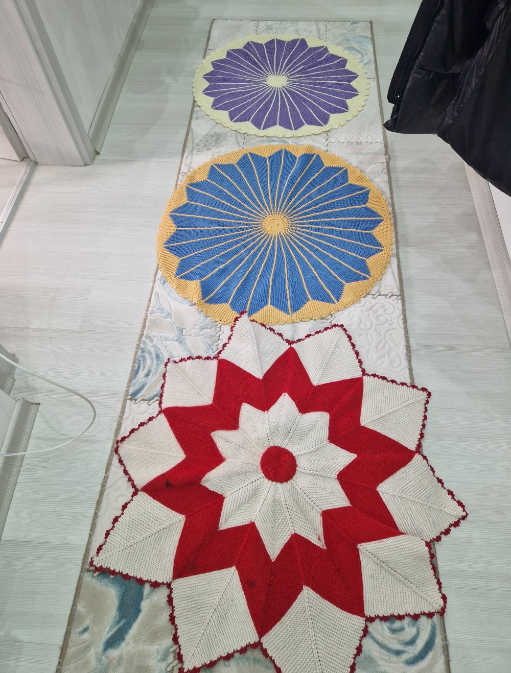 Selbstgestrickte Rund Teppich