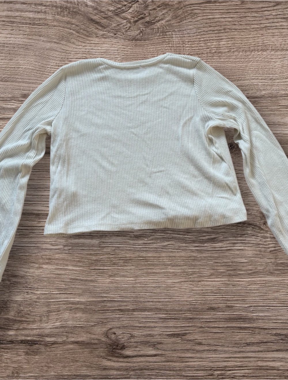 Weißer gerippter Langarm-Pullover – Größe M