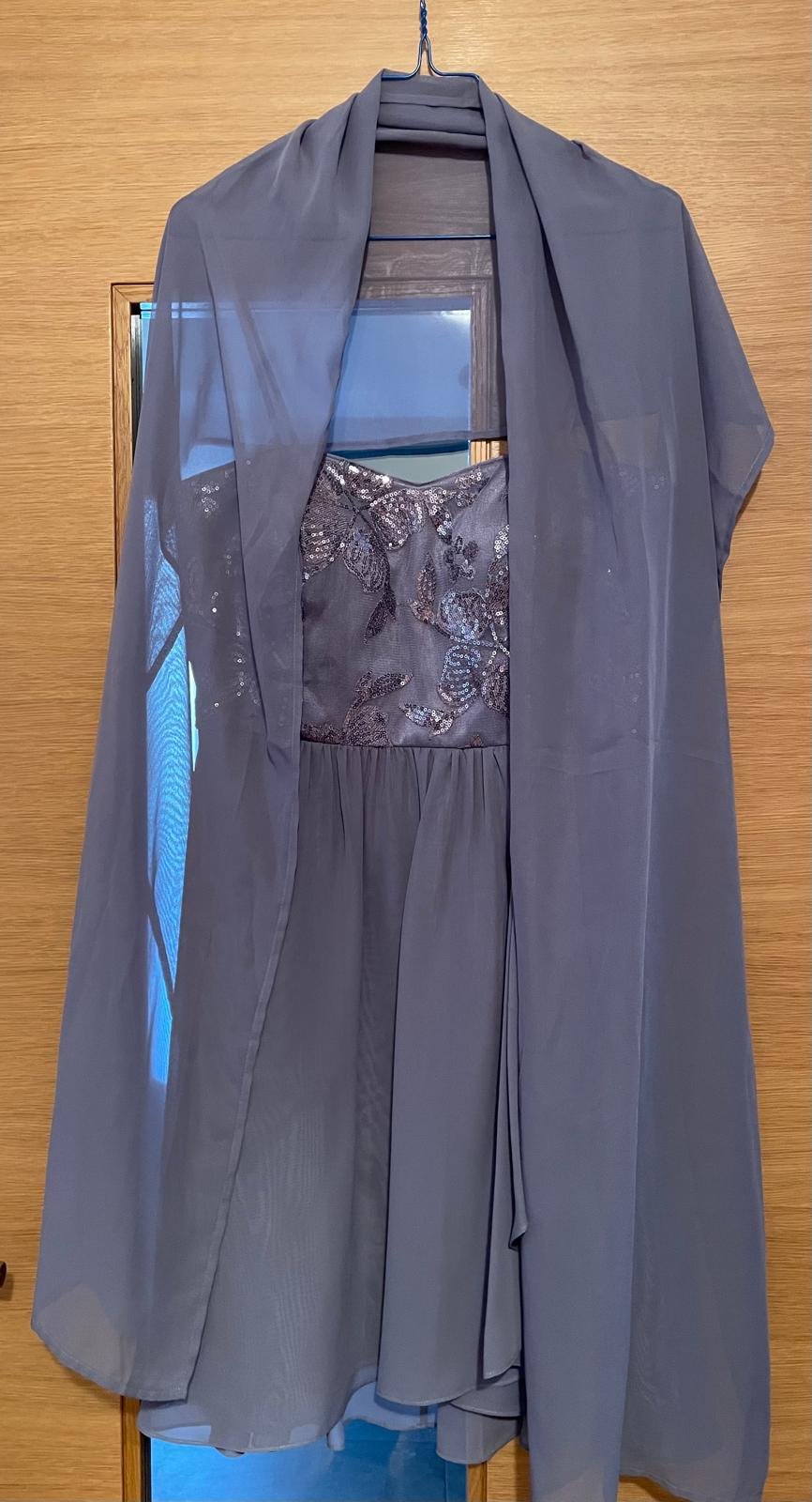 Cocktailkleid grau mit Stola