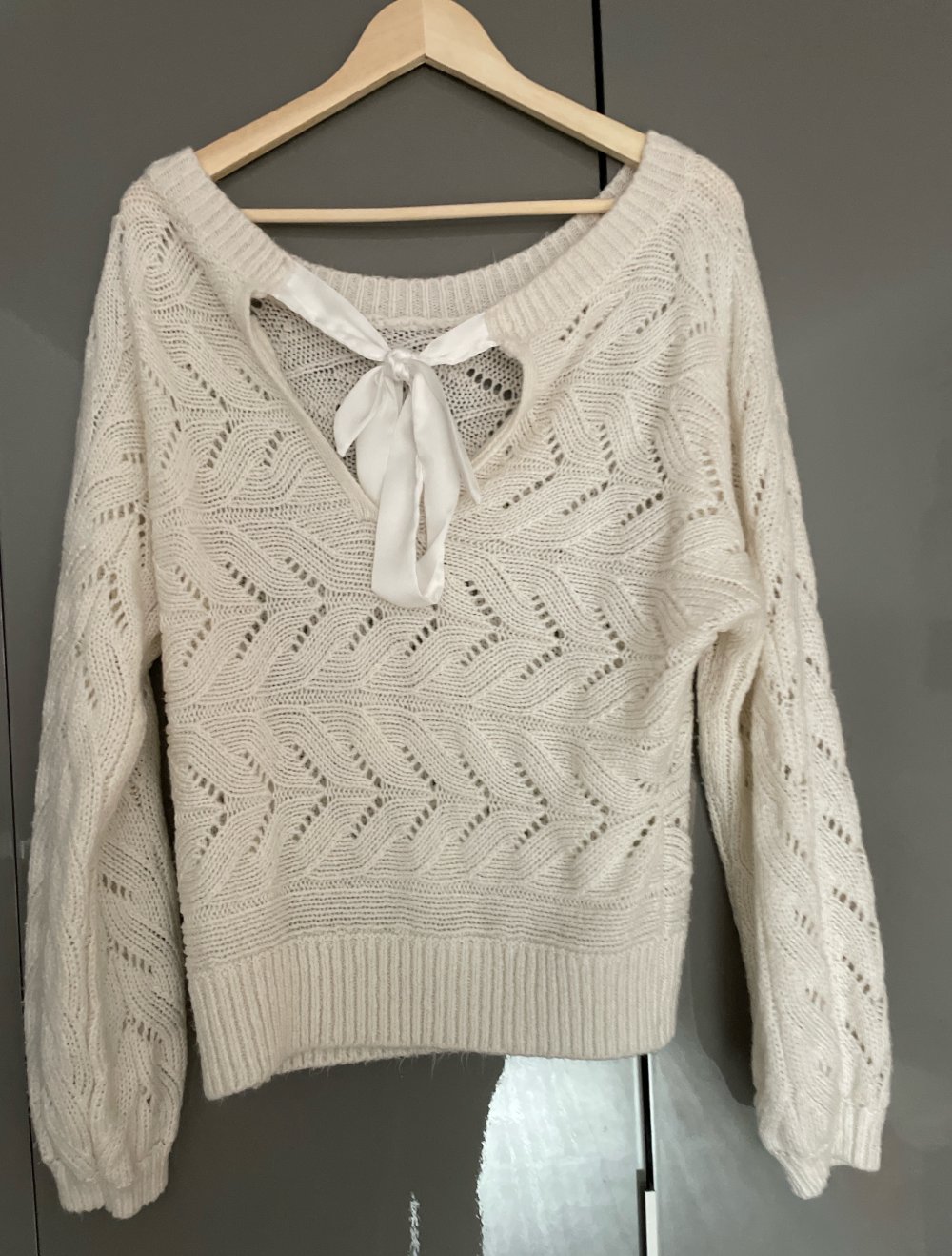 weißer Strickpullover Gr. XL