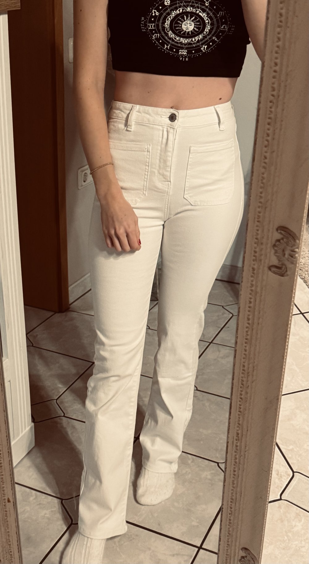 Weiße Schlaghose Denim 