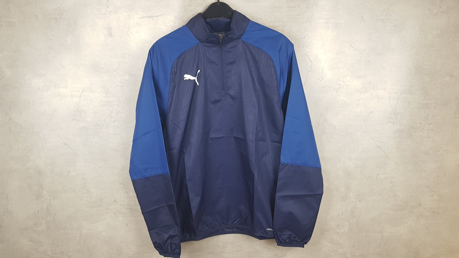 PUMA Cup 1/4 Zip Herren Trainings Lauf Oberteil Windbreaker blau Größe S