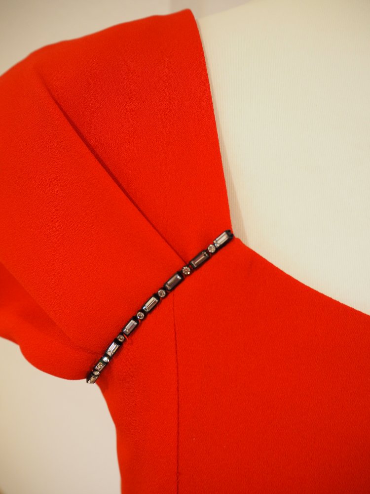 Feuerrotes Vintage-Abendkleid 80er/90er Jahre
