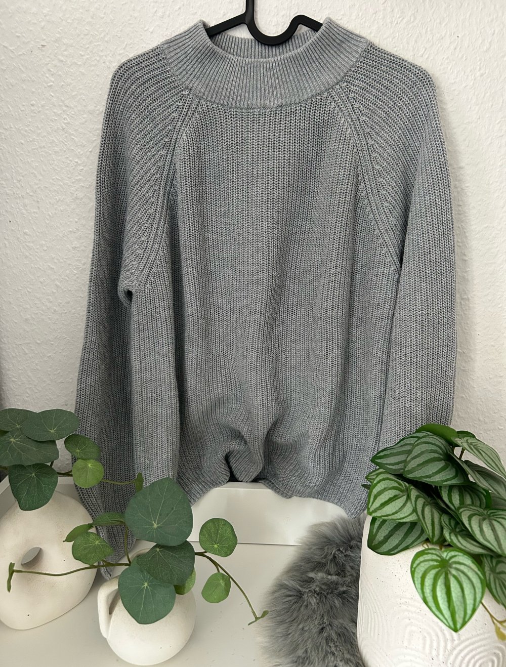 grauer Damen Strick Pullover