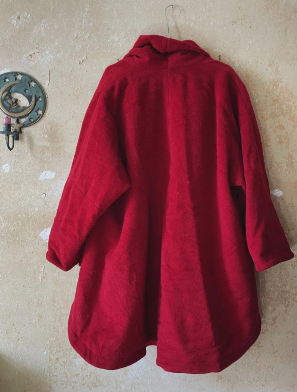 true vintage 90s Kurzmantel Wolle, Mohair Oversize rot 36 38