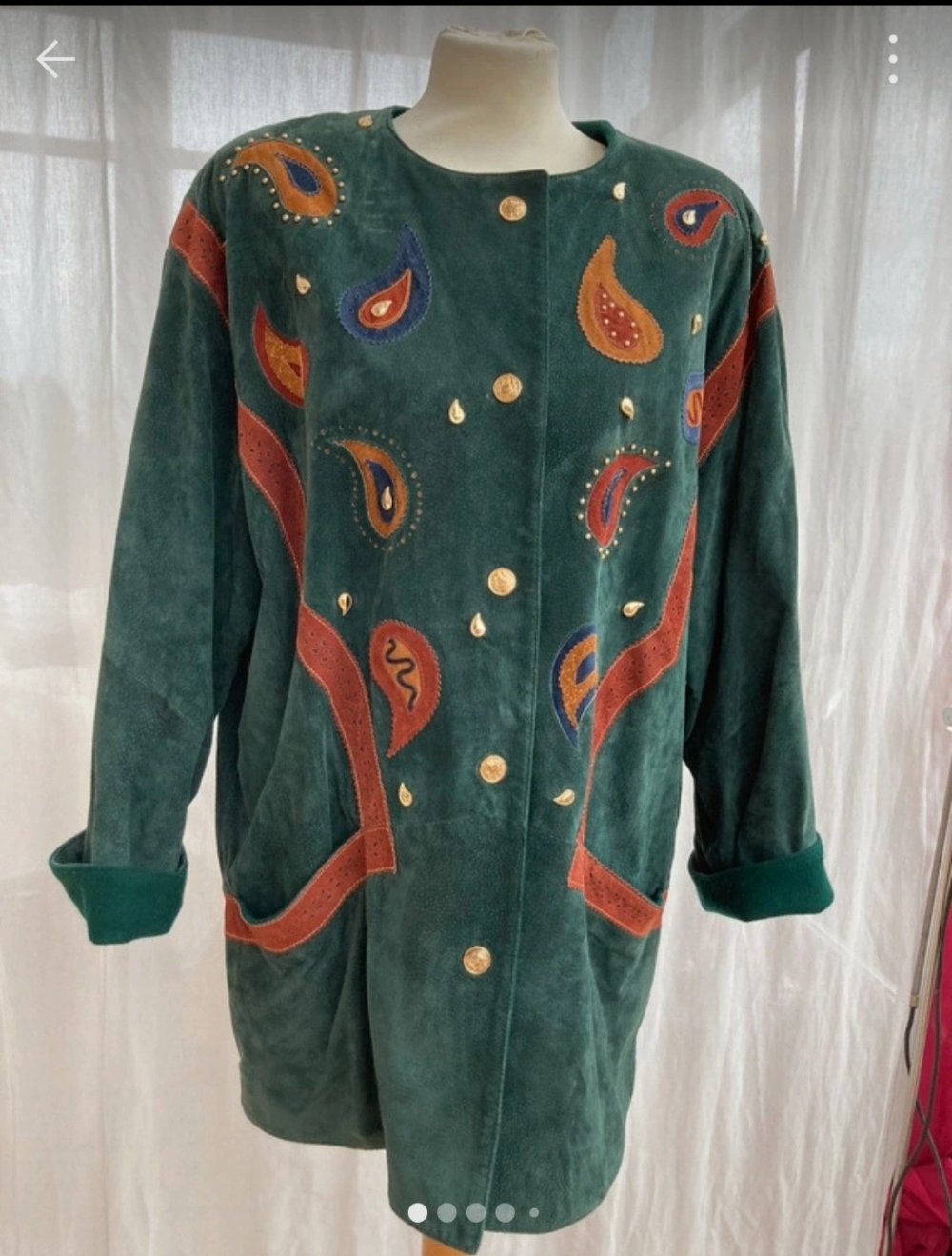 true vintage 90s Ledermantel Wildleder Kurzmantel grün rot