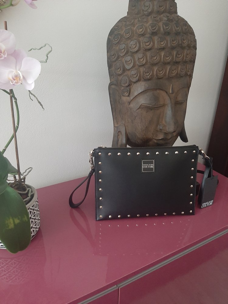VERSACE Couture XXL Clutch mit Nieten schwarz und NEU mit Etikett 