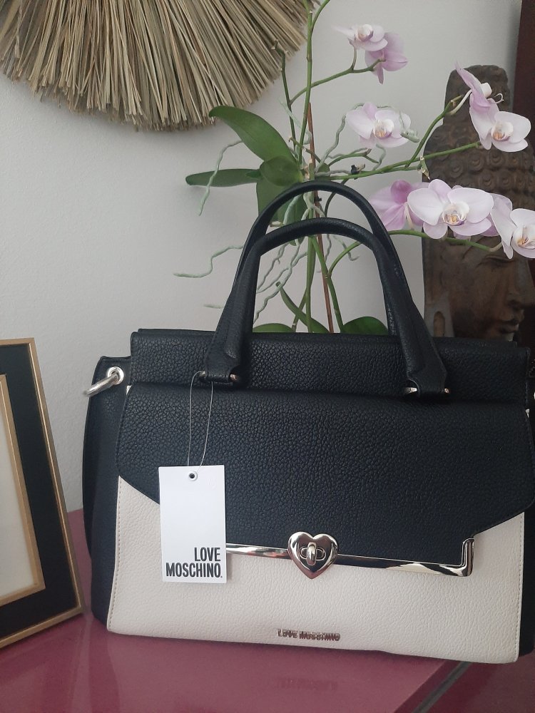 MOSCHINO Handtasche NEU mit Etikett Creme-Schwarz